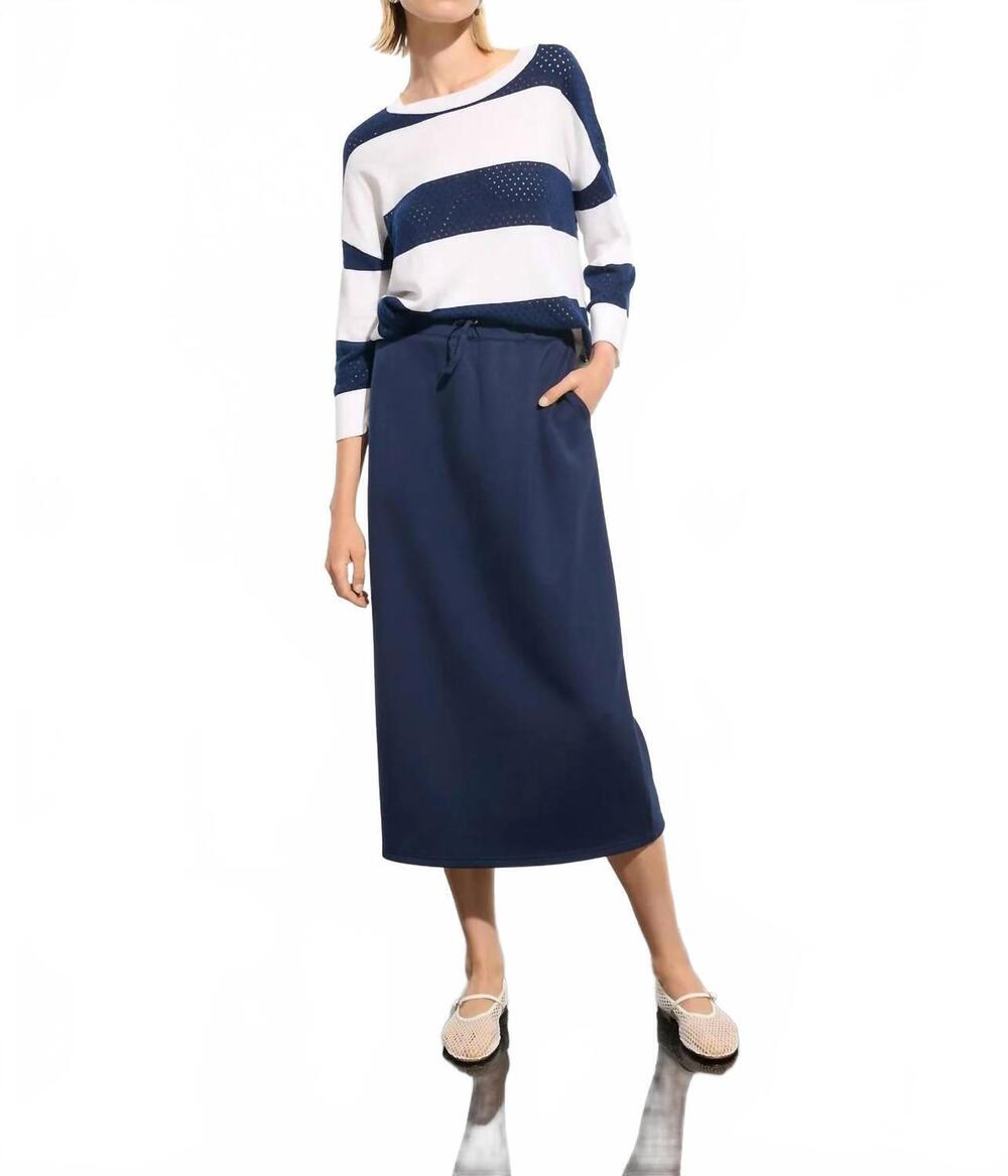 NEW JOSEPH RIBKOFF stripe print crewneck sweater in blue/white
